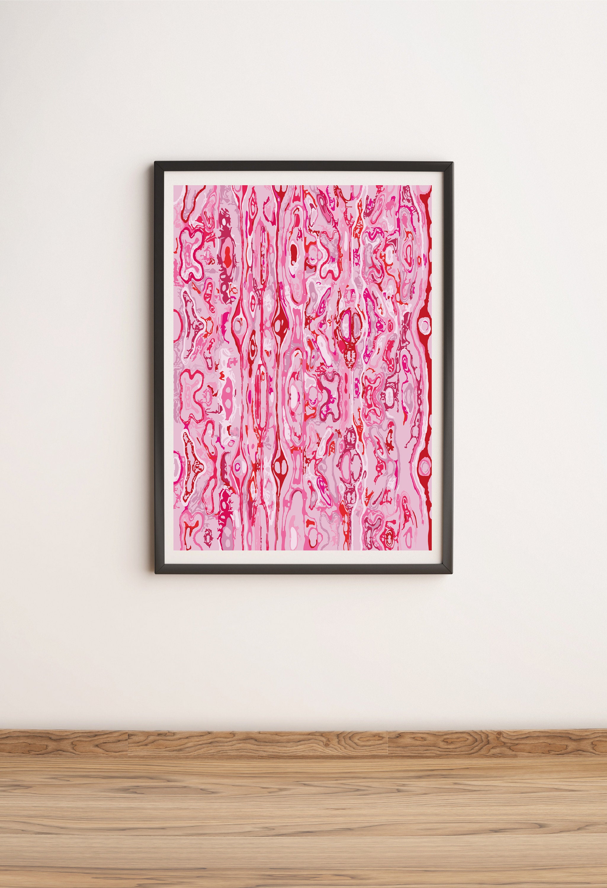 Pink and Red Wall Art Poster Abstract Maximalist Decor Art Etsy