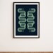 Navy Blue Mint Green Geometric Wall Art Modern Dark Blue Abstract Print ...