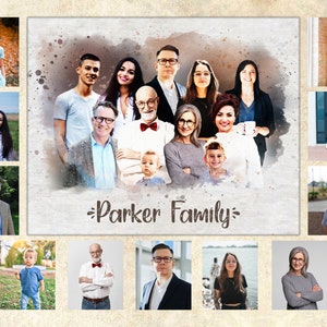 10-jarig jubileumcadeau voor man of vrouw, aangepaste grote familietekening van foto, gepersonaliseerd paarportret, familiefotocadeau