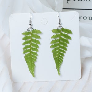 Handmade Real Fern Leves Earrings, Pressed Leaves Earrings, Resin Fern Leaf Earrings, Natural Jewellry, Christmas Birthday Gifts For Women zdjęcie 5