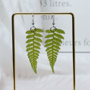 Handmade Real Fern Leves Earrings, Pressed Leaves Earrings, Resin Fern Leaf Earrings, Natural Jewellry, Christmas Birthday Gifts For Women zdjęcie 6