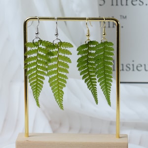 Handmade Real Fern Leves Earrings, Pressed Leaves Earrings, Resin Fern Leaf Earrings, Natural Jewellry, Christmas Birthday Gifts For Women zdjęcie 1