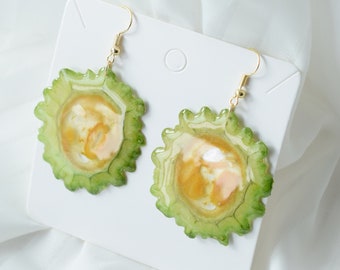 Pressed Bitter Gourd Earrings, Resin Bitter Gourd Earrings, Real Green Vegetable Earring, Natural Jewellery, Christmas Birthday Gift For Her