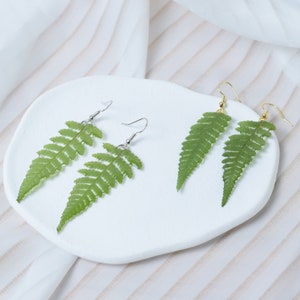 Handmade Real Fern Leves Earrings, Pressed Leaves Earrings, Resin Fern Leaf Earrings, Natural Jewellry, Christmas Birthday Gifts For Women zdjęcie 2