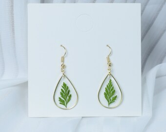 Handmade Real Fern Leves Earrings,  Pressed Leaves Earrings, Resin Fern Leaf Earrings, Dried Leaf Jewellry, Christmas Birthday Gifts For Her