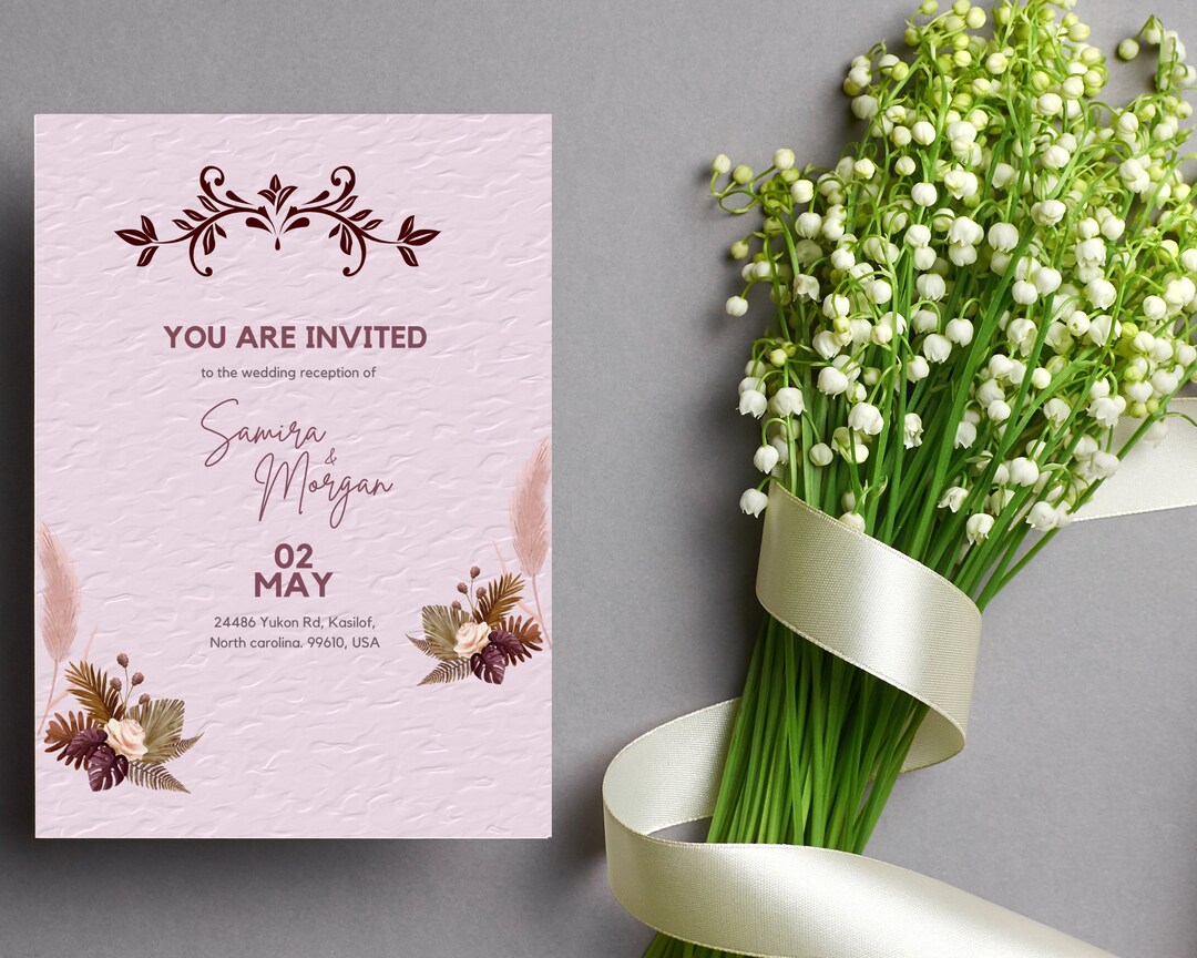 Peach Wedding Invitation Template Peach Invitation Editable Peach