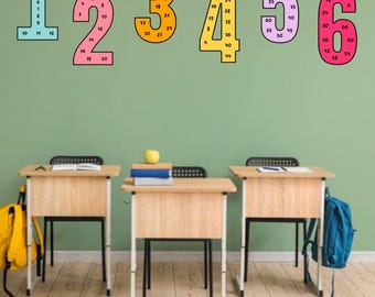 Posters mathématiques de base aux couleurs vives | Fractions, tables de multiplication, symboles mathématiques | Art mural éducatif | Téléchargement instantané