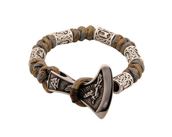 Handmade Viking Runes Axe Paracord Knots Custom Warrior Wrist Bracelet in 200 colour options Handmade by Practicalix in Australia