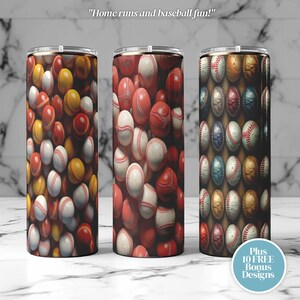 3 x Baseball Tumbler 20oz Skinny Tumbler Sublimation Design, Baseball Tumbler Png, Baseball Mom Tumbler, Baseball Ball Png, Baseball Mama