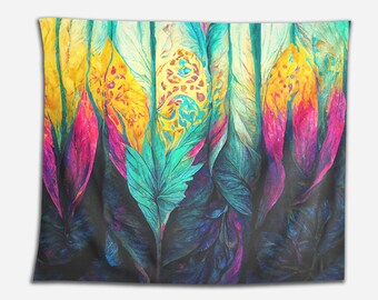 Feather Flower Handmade Hanging | Hippy Tapestry |  Lakshmi Tapestry  | Om Tapestry | Vibes Tapestry | Zen Tapestry | Boho Wall Art Tapestry