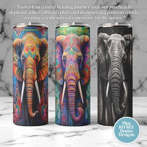 3 x Elephant Tumbler 20oz Skinny Tumbler Sublimation Design, Elephant Png, Elephant Lover Gift, Elephant Sublimation, Elephant Tumbler Wrap
