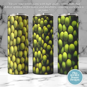 3 x Tennis Ball Tumbler 20oz Skinny Tumbler Sublimation Design, Tennis Coach Gift, Tennis Decal, Tennis Lover Gift PNG, Wrap