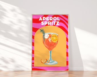 Cocktail wall art, Retro colorful print, Trendy poster bar cart, Drinks wall decor, Eclectic printable art, Drinks digital art, DIGITAL