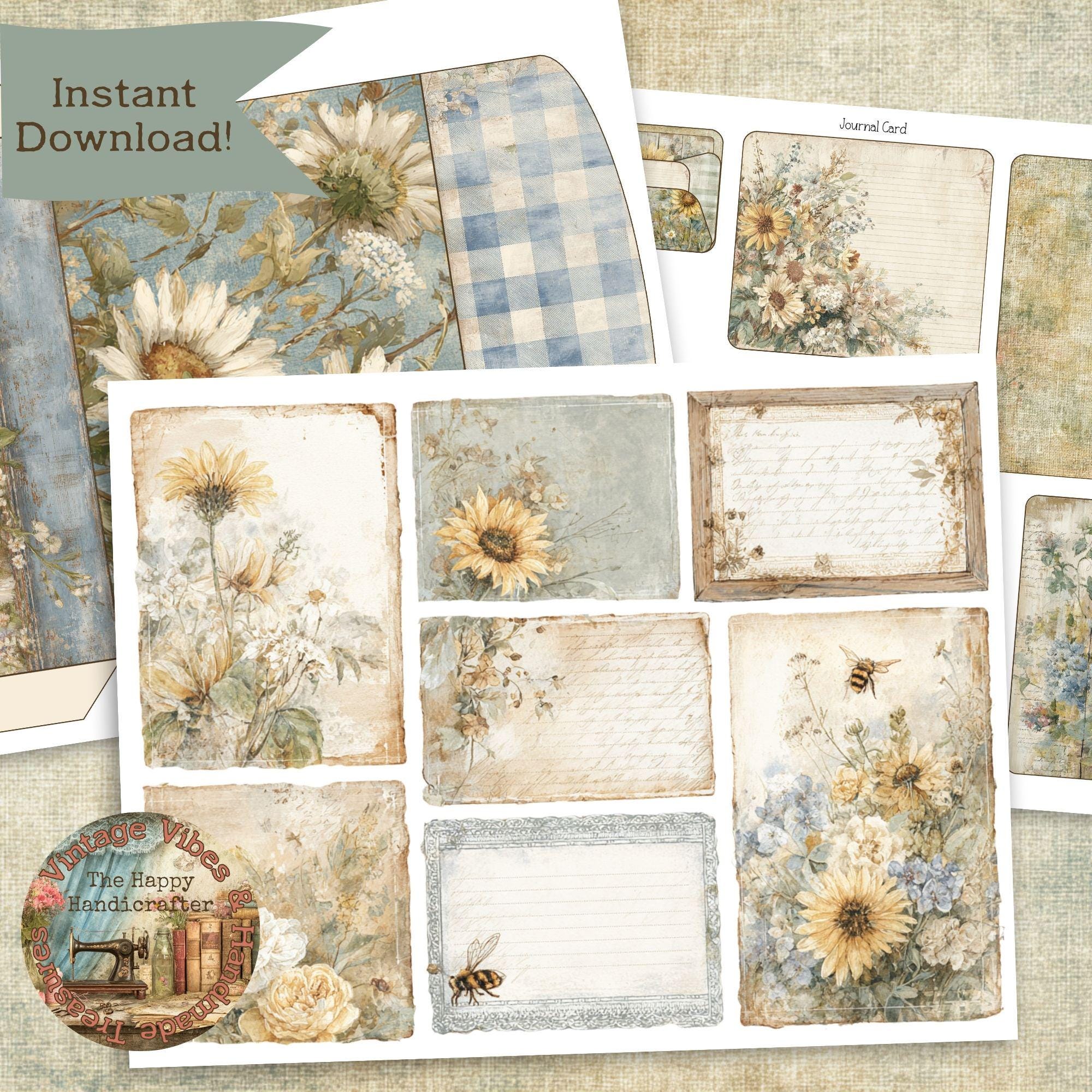 Sunflower Daydreams Ephemera & Fussy Cuts – Printable Junk Journal Kit ...