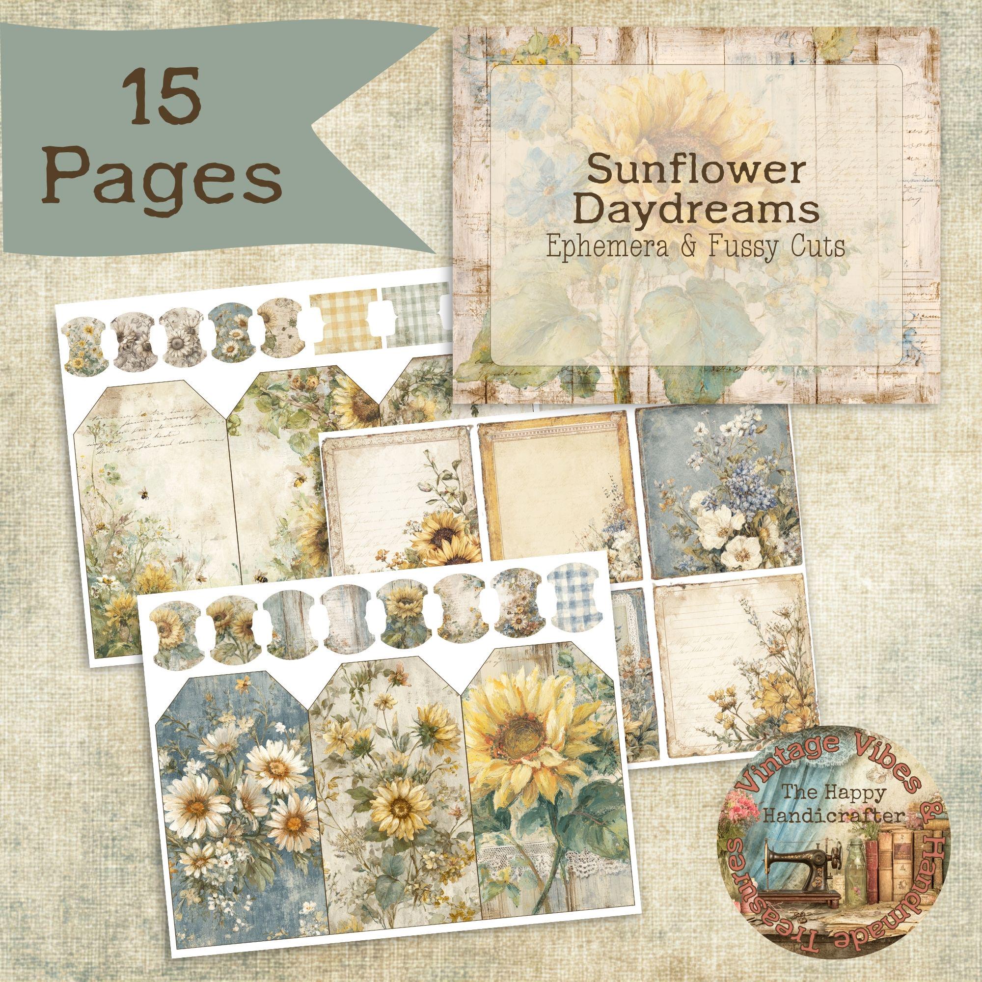 Sunflower Daydreams Ephemera & Fussy Cuts – Printable Junk Journal Kit ...