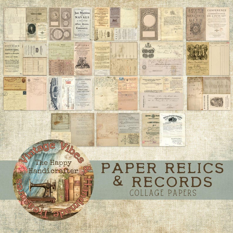 Recency Style Paper Paper Relics & Records | Vintage Collage Papers for Junk Journals - Etsy