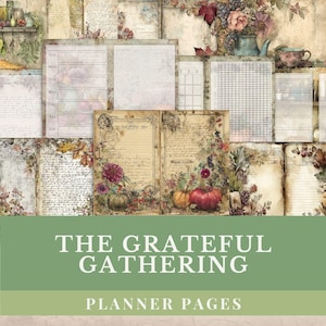 Planner Pages | Rustic Cottagecore Thanksgiving-themed | The Grateful Gathering