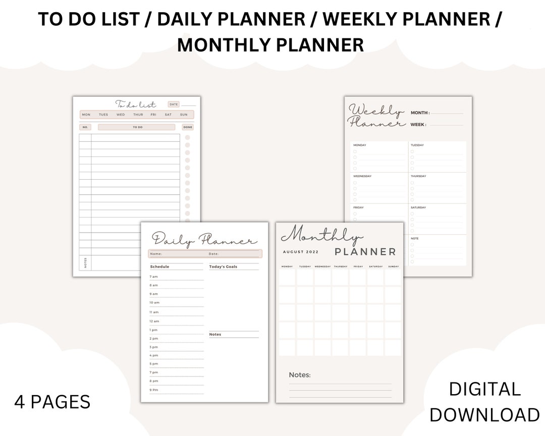 DIGITAL DOWNLOAD to Do List Planners Beige Daily - Etsy
