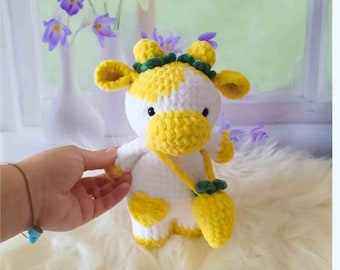 Crochet Cow, Crochet Animals, Amigurumi Animals, Crochet Plushies, Cow Plushie, Strawberry Cow, Crochet Plush, Crocheted Cow, Cute Plushie