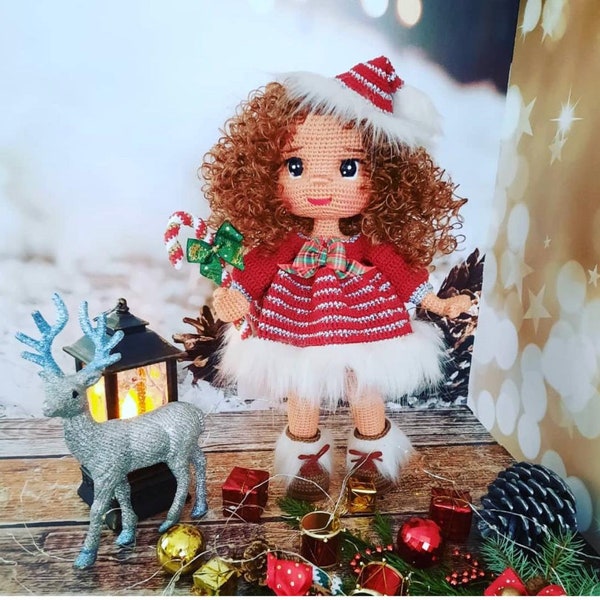 Crochet Doll Curly Hair, Knit Doll with Hat, Amigurumi Doll for Sale, Finished, Handmade Doll for Girl, Homemade Doll, Hand Made doll, Cute