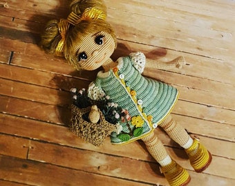 Crochet Doll Bella, Amigurumi Doll, Daughter Gift, Christmas Amigurumi, Granddaughter Gift, Knitted Doll, Handmade Doll, Doll for Sale, Cute