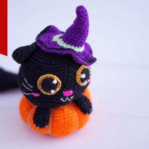 Chat d'Halloween au crochet, Chat d'Halloween, Décoration d'Halloween d'intérieur, Peluche d'Halloween, Amigurumi d'Halloween, Halloween au crochet, Décorations d'Halloween