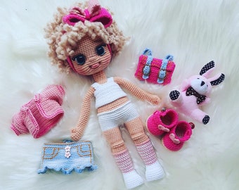 Crochet Doll Pinky, Amigurumi Doll, Knitted Doll, Daughter Gift, Handmade Doll, Christmas Amigurumi, Granddaughter Gift, Yarn Dolls for Sale