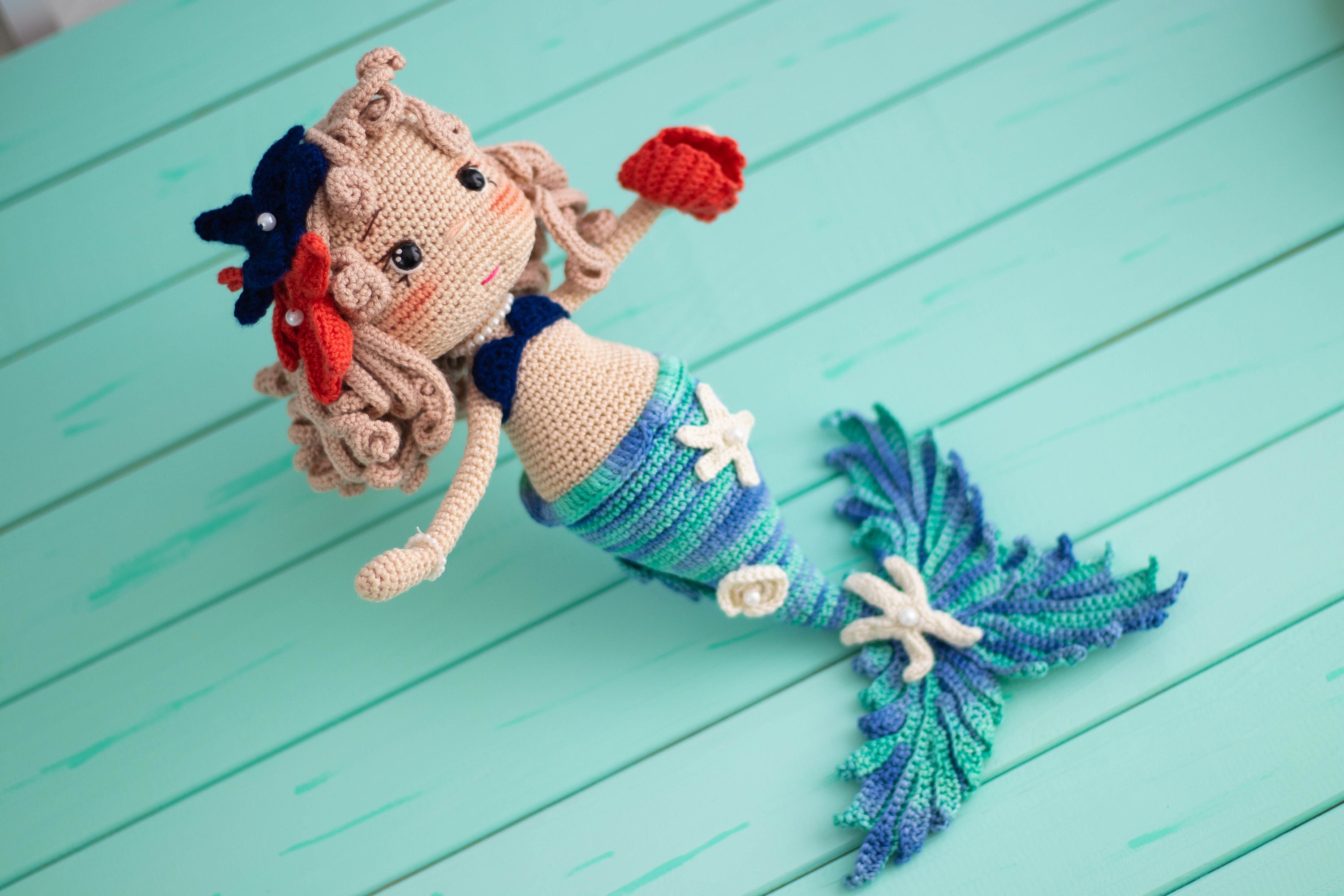 Azalea the Mermaid handmade plush organic toy 