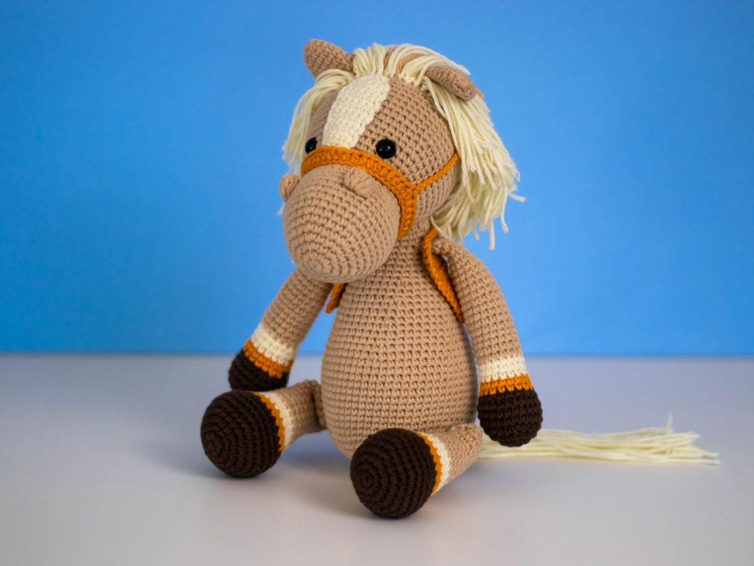 Handmade Crochet Horse Toy in Peach Skirt