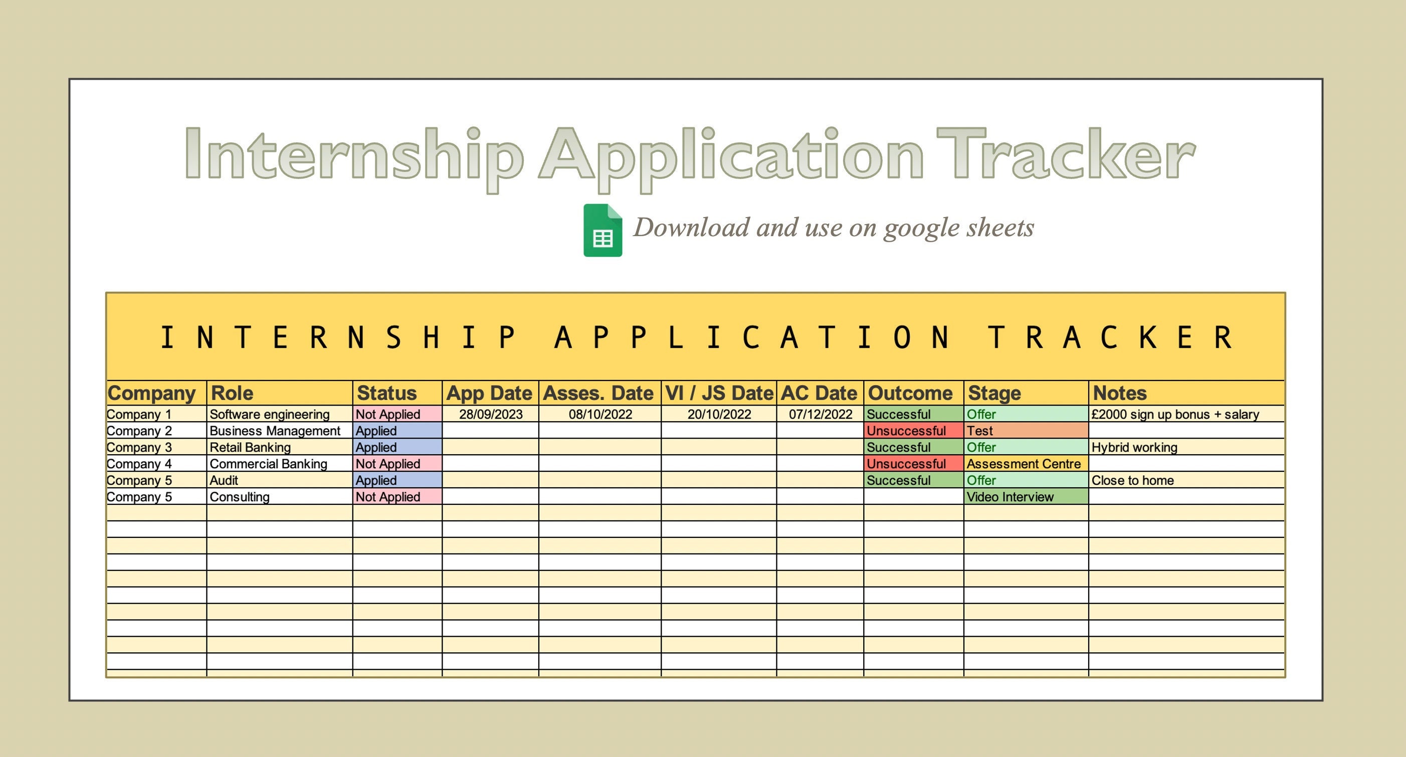Internship Job Application Tracker - Etsy