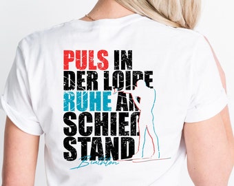 Puls in der Loipe, Ruhe am Schießstand • Biathlon Shirt Backprint • Winter Sport Ski Fan • Biathlet Geschenk Biathletin Wintersport Tshirt