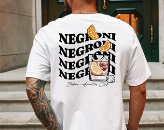 T-shirt Negroni • T-shirt Negroni • T-shirt esthétique à imprimé arrière • Déclaration de cocktail élégante • Ambiance apéritif d'été • Cadeau d'amant Negroni