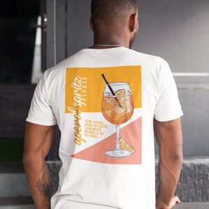 Camiseta Aperol Camiseta Aperol Spritz Camiseta Cóctel Camisa Verano Vacaciones Feeling Spritzy Backprint Estético Mallorca Hombre imagen 2