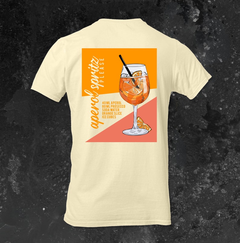 Camiseta Aperol Camiseta Aperol Spritz Camiseta Cóctel Camisa Verano Vacaciones Feeling Spritzy Backprint Estético Mallorca Hombre Natural Raw