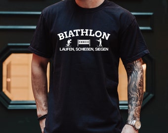 Biathlon Shirt • Laufen, schießen, siegen Spruch • Biathlet Fanclub • Geschenk Biathletin • Wintersport Tshirt Weltcup Fanshirt Apres Party