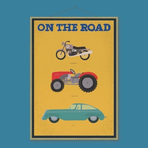 On The Road - Cartel infantil - Digital - Educativo, Escuela en casa, Aula, Decoración de sala de juegos, Ilustración