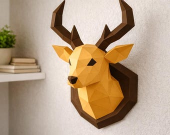 Low Poly Paper Deer Template SVG,DXF,PDF- Christmas Diy Papercraft-Printable Pdf WallArt-Home Decor