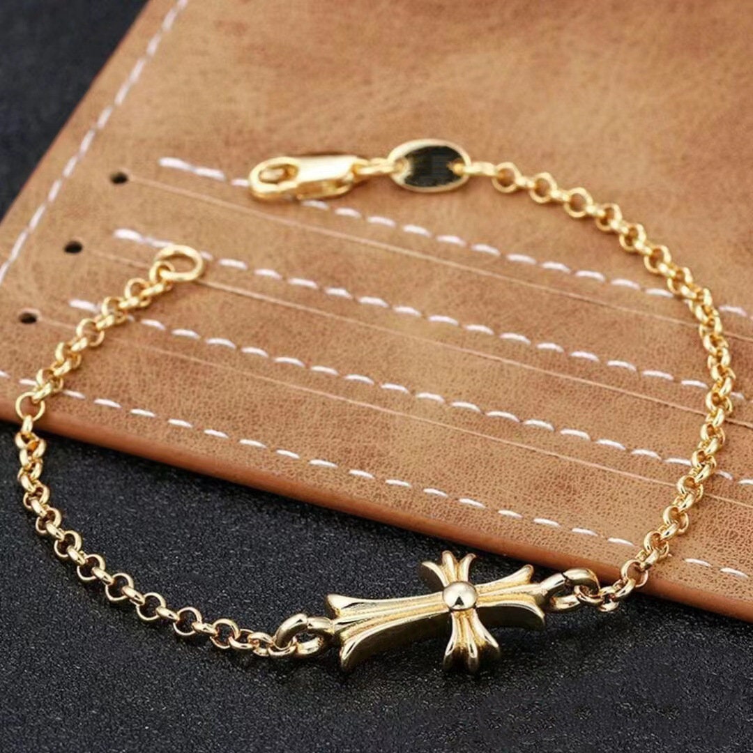 Gold Chrome Hearts Cross Bracelet 18cm Vintage Bracelet Hip Etsy