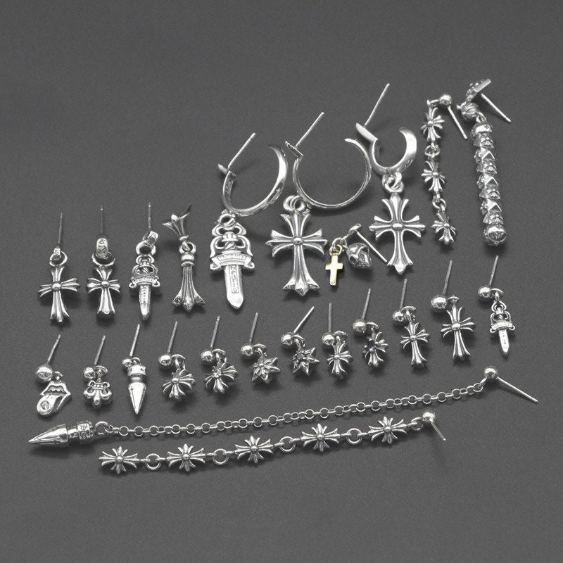 Chrome Hearts Cross Tail Drop Earring Silver - NOBLEMARS