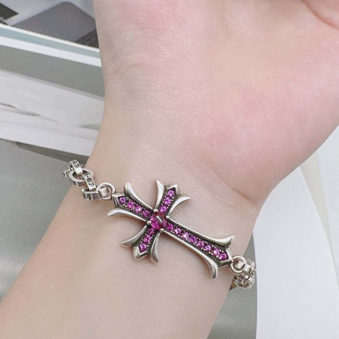 Rose Color Cross Gold Chrome Hearts Bracelet Vintage - Etsy