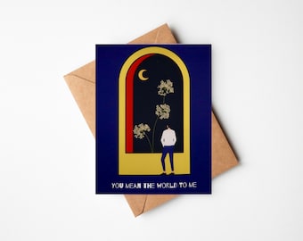 Handcrafted with Dried Flowers|You mean the world to me card|Valentine's Day Card|Couple card|love card|Valentine's Day Gift for HIM for HER