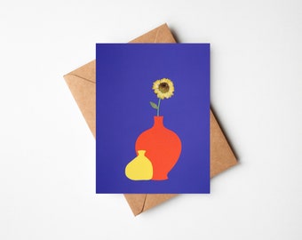 Véritable carte vierge de tournesol|Conception abstraite Bauhaus|Vide à l'intérieur|Pour toutes les occasions|Carte d'amitié, carte de remerciement, carte de romance, carte d'empathie