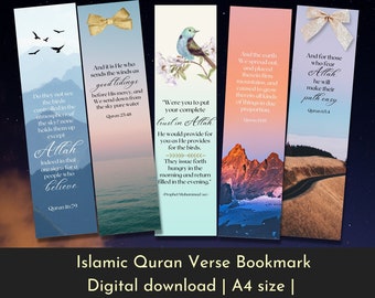 Islamic Quran Verse Bookmark Set, Inspirational Quotes (Digital Download)