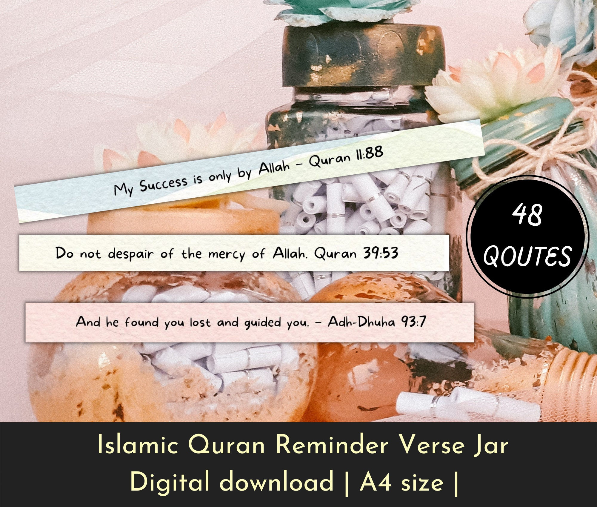 Islamic Reminders Jar Quran Verse Inspirational Duas Islam Gift Set