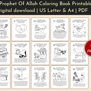 25 Prophets of Allah Coloring Book, Islam Prophet, Quran Education, Islamic Teachings, Printable activity, home school kids, teacher tools
