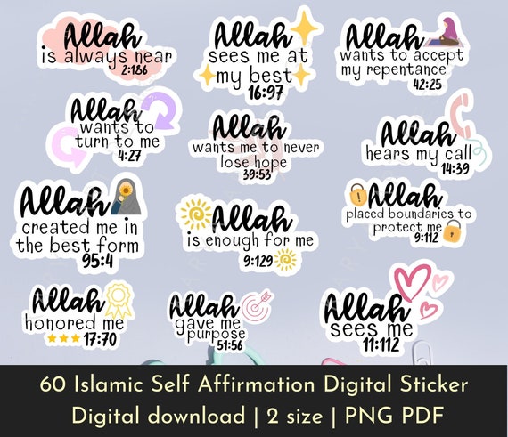 Islamic Self Affirmation Stickers, Muslimah Planner Stickers, Journal  Planners Stickers, Islam PNG Goodnotes,precropped Adhesive Label 