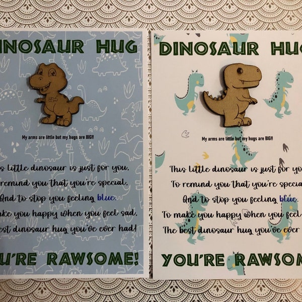 Dinosaur Pocket Hug, pocket hug, personalised dinosaur pocket hug, pocket dinosaur, dinosaur hug, school gift, confidence gift,dinosaur card