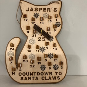 Personalised Cat Shaped Advent calendar- Personalised Advent Calendar - Furbaby Advent Calendar reusable, wooden Cat advent calendar