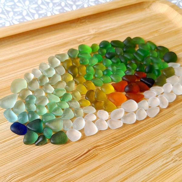 Lot of 140 Small Real Multicolored Sea Glasses from 7mm to 1.2cm. Art of Sea Glass, Polished Glass, Beach Glass. French Seaglass.