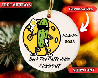 Deck the Halls with Pickleballs Paddle Ornament, Personalized Pickleball Ornament, Christmas Ornament, Pickleball Lovers, Keepsake, Gift